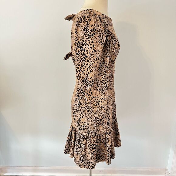 Anthropologie Maeve Knit Cut-Out Bow Tie Leopard Animal Print Dress Size 6 - Picture 6 of 9